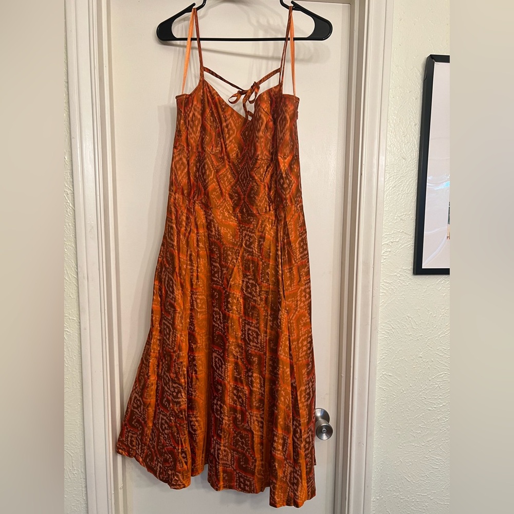 Banana Republic Orange Patterned Midi Dress